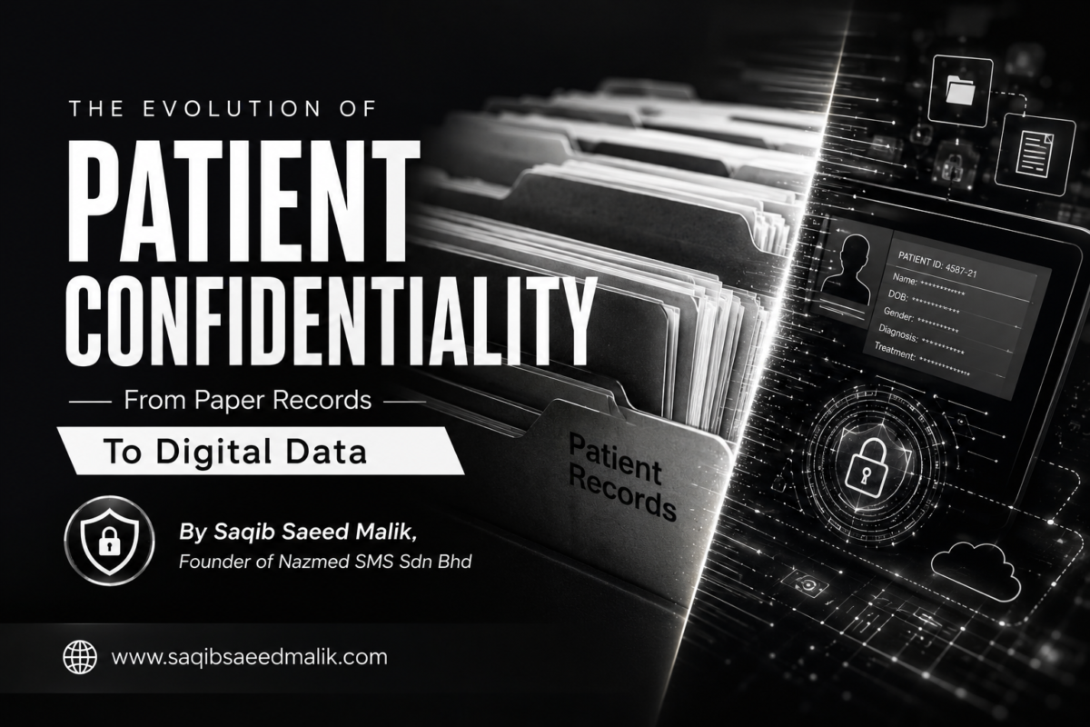 The Evolution of Patient Confidentiality From Paper Records to Digital Data By Saqib Saeed Malik, Founder of Nazmed SMS Sdn Bhd